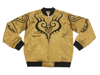 Hanatabi Gakudan Men's Japanese Souvenir Jacket Japanese ONE PIECE Sukajan Script OPSJ-003 Brown