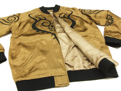 Hanatabi Gakudan Men's Japanese Souvenir Jacket Japanese ONE PIECE Sukajan Script OPSJ-003 Brown