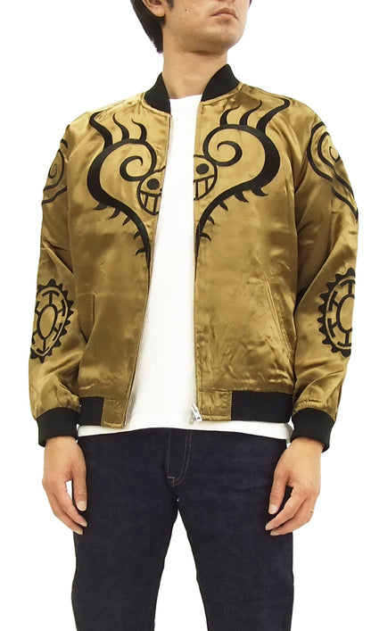 Hanatabi Gakudan Men's Japanese Souvenir Jacket Japanese ONE PIECE Sukajan Script OPSJ-003 Brown