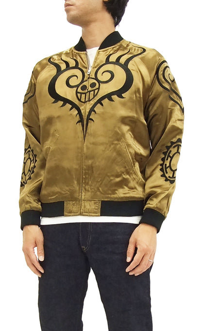Hanatabi Gakudan Men's Japanese Souvenir Jacket Japanese ONE PIECE Sukajan Script OPSJ-003 Brown