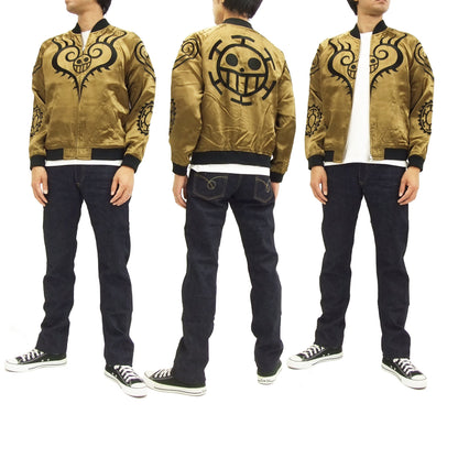 Hanatabi Gakudan Men's Japanese Souvenir Jacket Japanese ONE PIECE Sukajan Script OPSJ-003 Brown