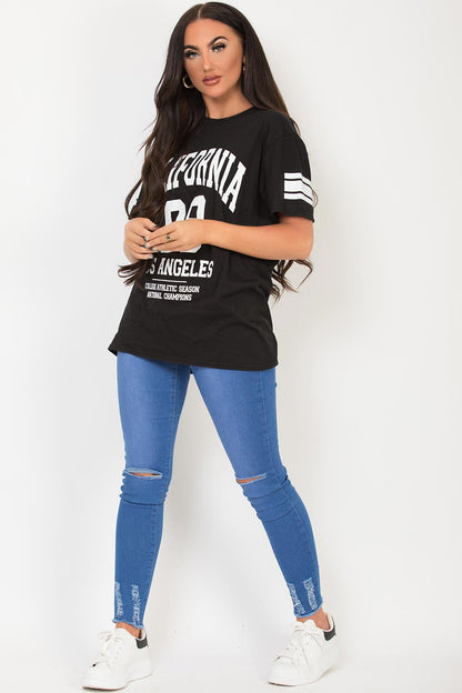 Black Oversized T Shirt With California Slogan
