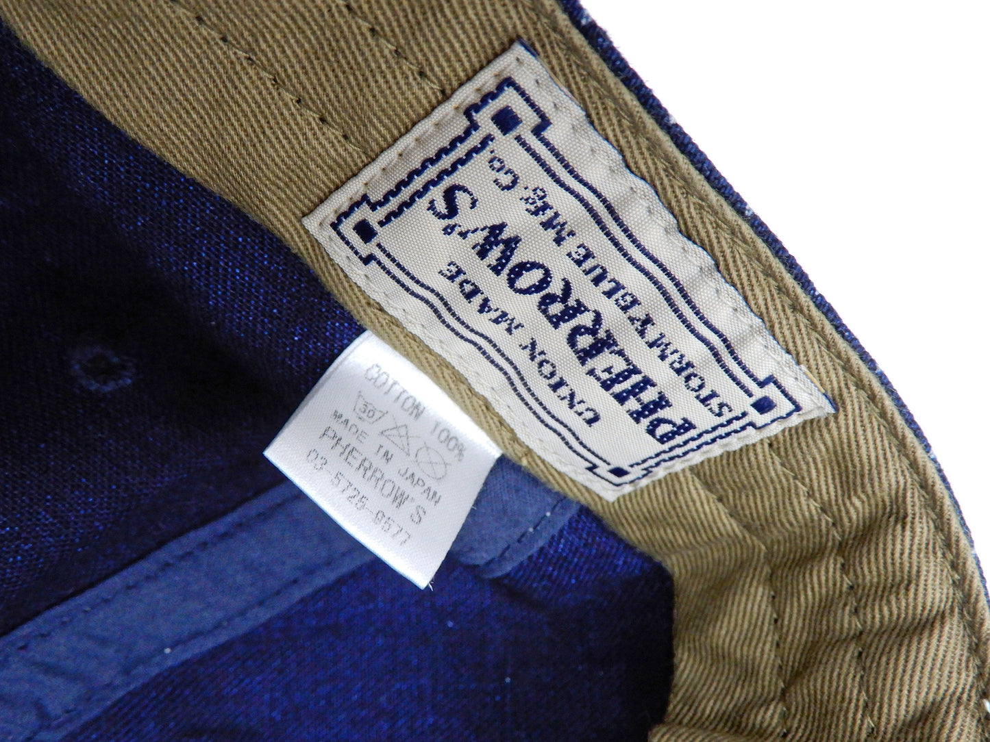 Pherrow's Workman Cap Men's Indigo Wabash Stripe Adjustable Working Hat PWCC1-W