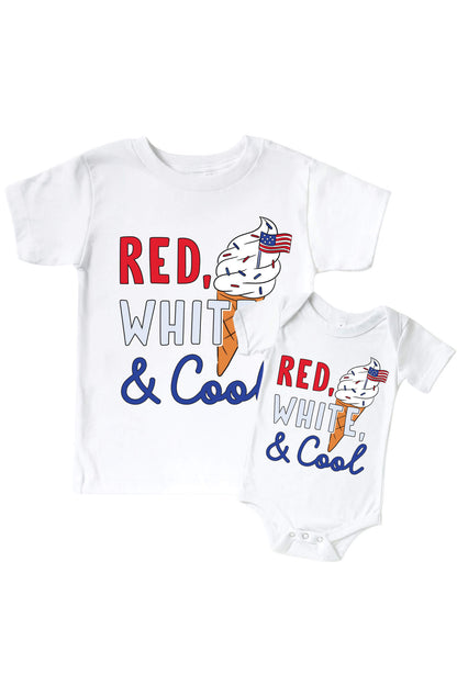 Red, White & Cool Graphic Bodysuit & Kids Tee | White