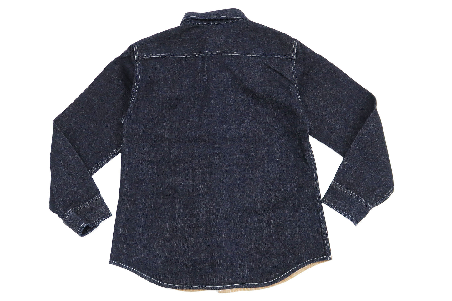Kojima Genes Mixed Panel Shirt Men's Denim x Herringbone Long Sleeve Two Tone Button Up Shirt rnb282S RNB-282S Beige
