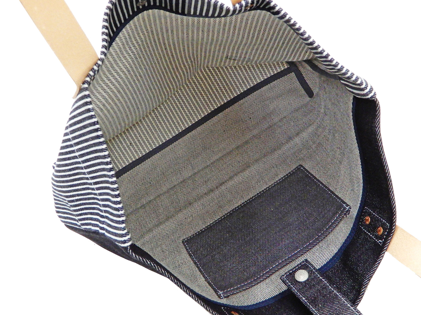 Kojima Genes Bag Men's Casual Two Tone Hickory and Denim Bicolor Tote Bag rnb9024 RNB-9024
