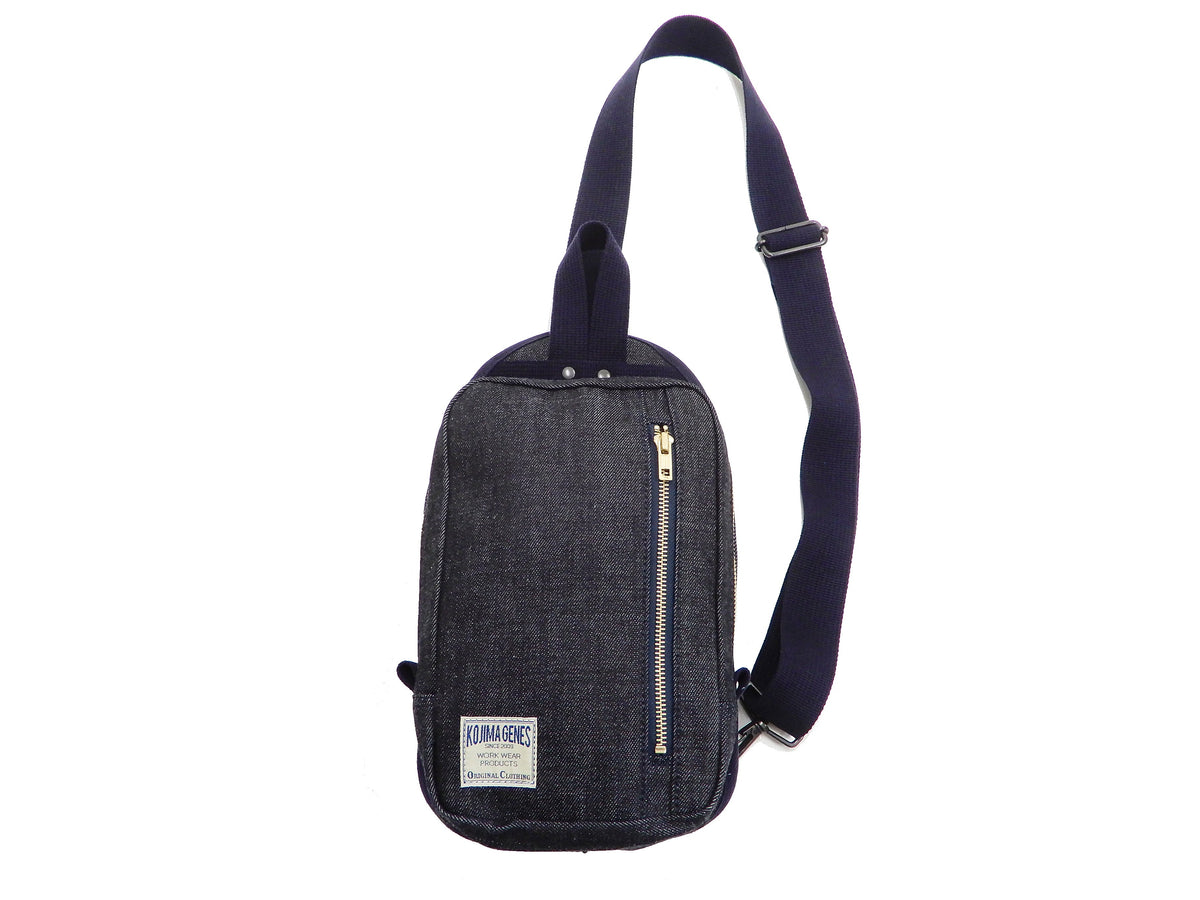 Kojima Genes Sling Bag Men's Casual Small Crossbody Backpack rnb953 RNB-953 Indigo-Denim