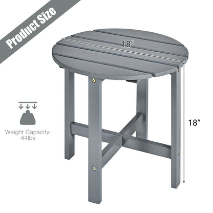 18 Inch Patio Round Side Wooden Slat End Coffee Table for Garden