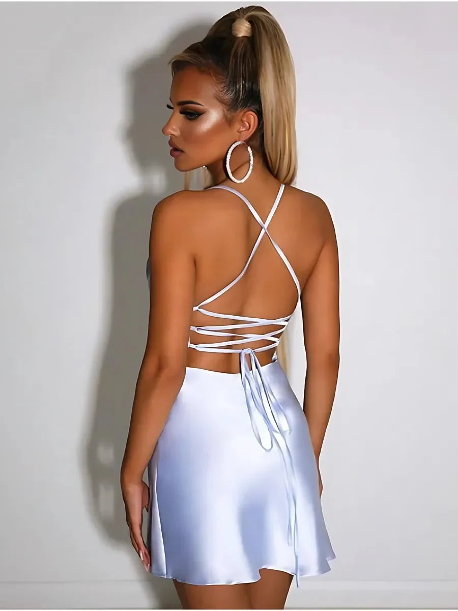 Sadao Lace Up A-Line Short Dress for Effortless Style