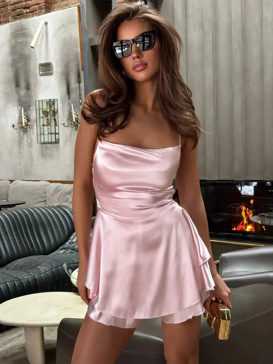Sadao Lace Up A-Line Short Dress for Effortless Style