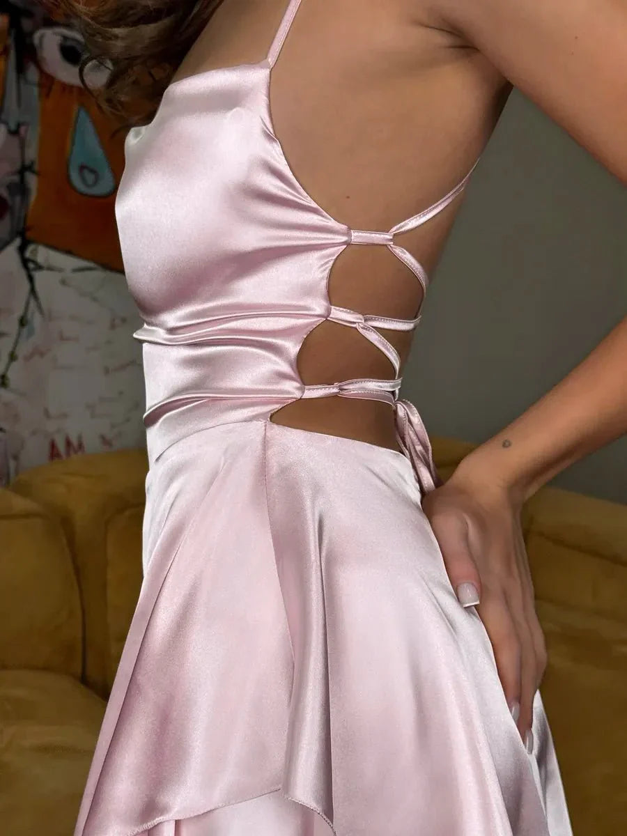 Sadao Lace Up A-Line Short Dress for Effortless Style