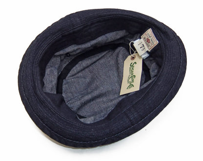Sugar Cane Denim Pork Pie Hat Men's Casual Upturned Short Brim Porkpie Hat SC02466 Indigo Denim