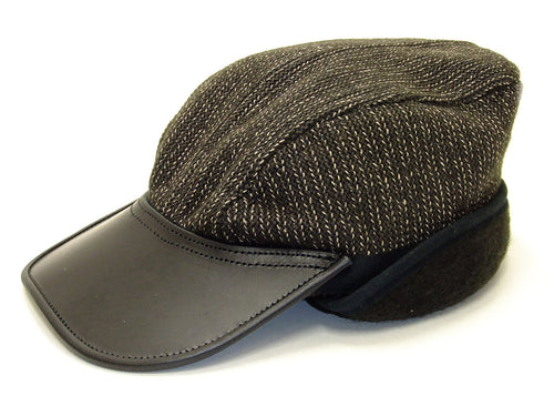 Sugar Cane Men's Brown's Beach Cloth Work Cap with Ear Flaps Winter Hat SC02568