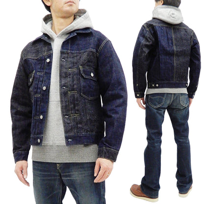 Sugar Cane Jacket Men's Mixed Denim Panel Colour Block Jean Jacket SC10701 One-Wash