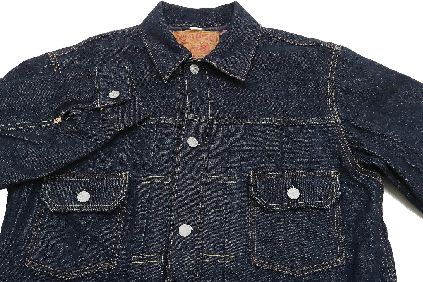 Sugar Cane Blanket Lined Denim Jacket Men's Reissue 1953 Type 2 Trucker Jean Jacket SC15210 421 One Wash Deep Indigo