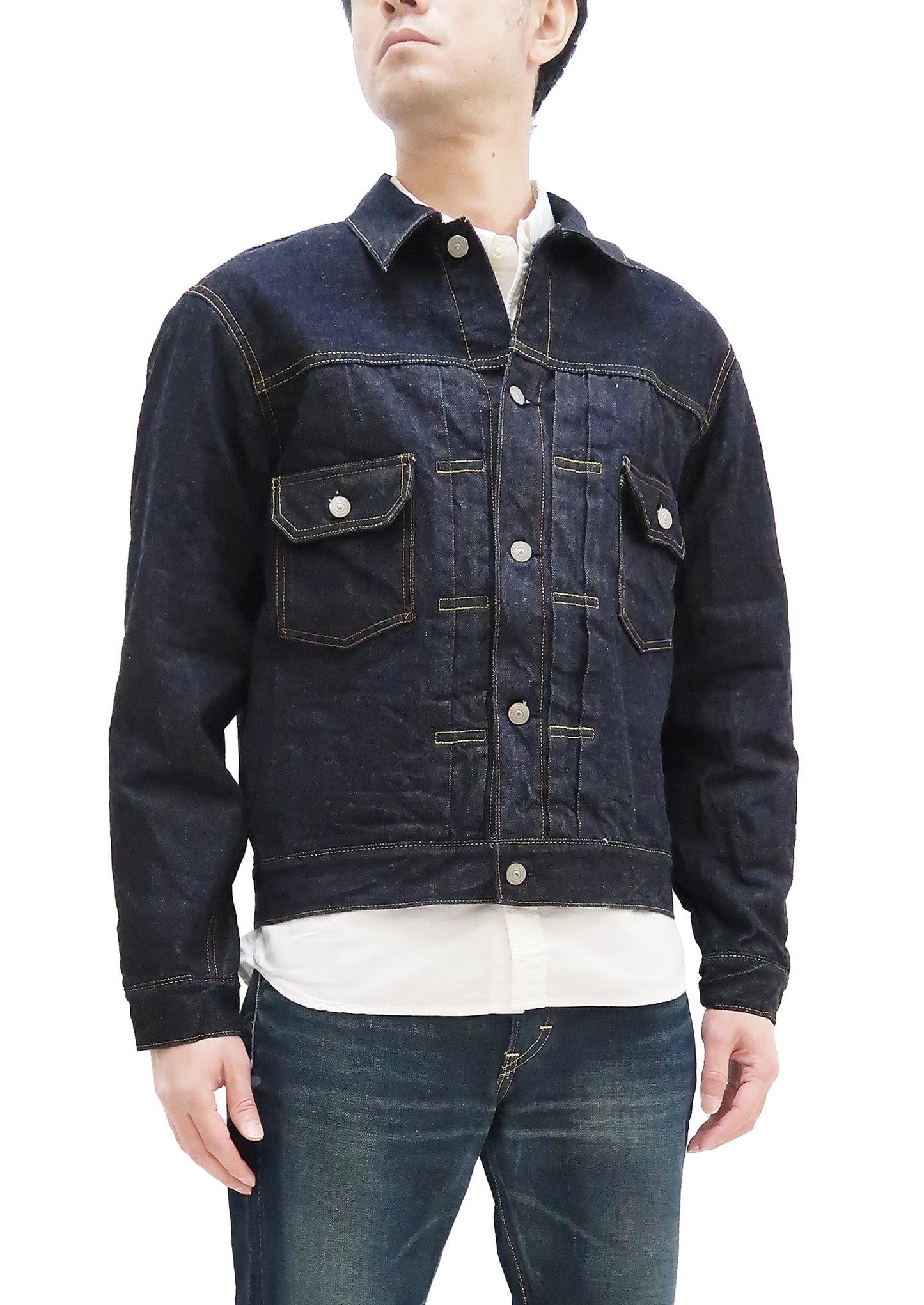 Sugar Cane Blanket Lined Denim Jacket Men's Reissue 1953 Type 2 Trucker Jean Jacket SC15210 421 One Wash Deep Indigo