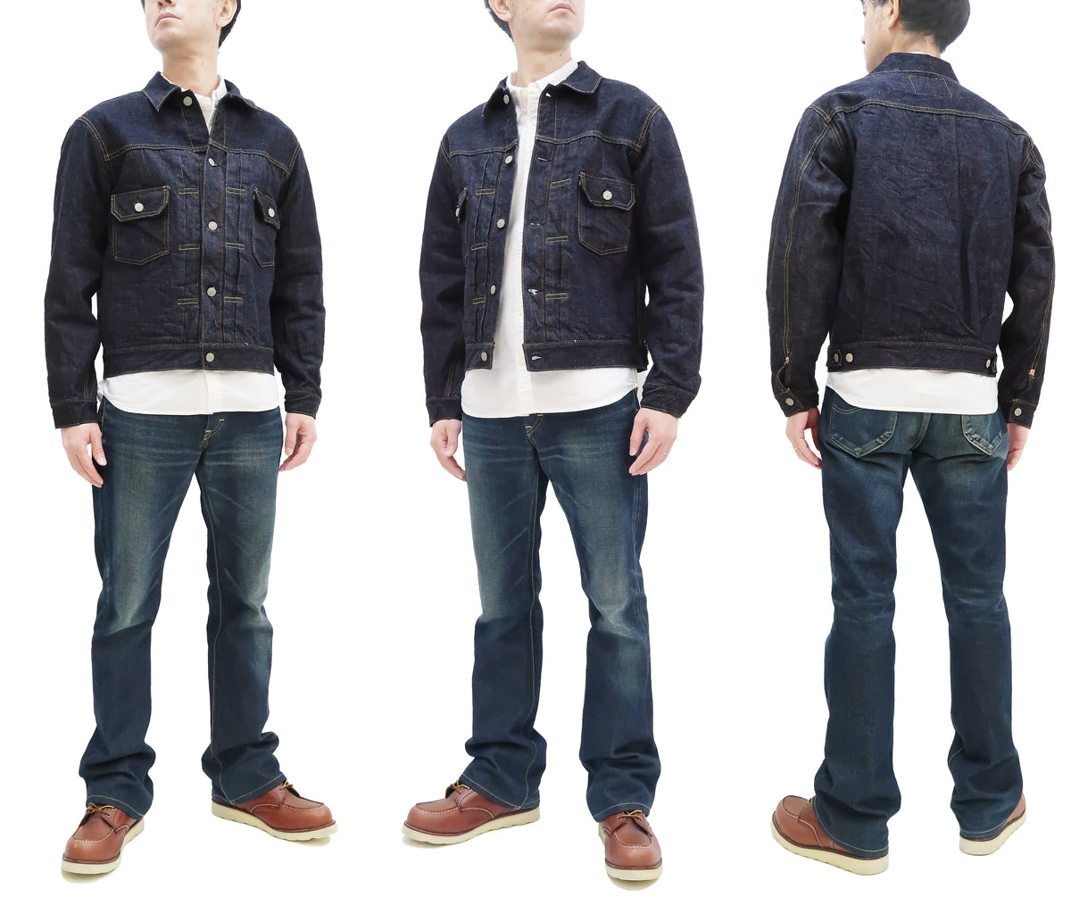 Sugar Cane Blanket Lined Denim Jacket Men's Reissue 1953 Type 2 Trucker Jean Jacket SC15210 421 One Wash Deep Indigo