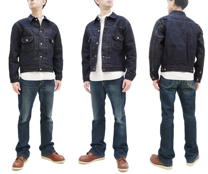 Sugar Cane Blanket Lined Denim Jacket Men's Reissue 1953 Type 2 Trucker Jean Jacket SC15210 421 One Wash Deep Indigo
