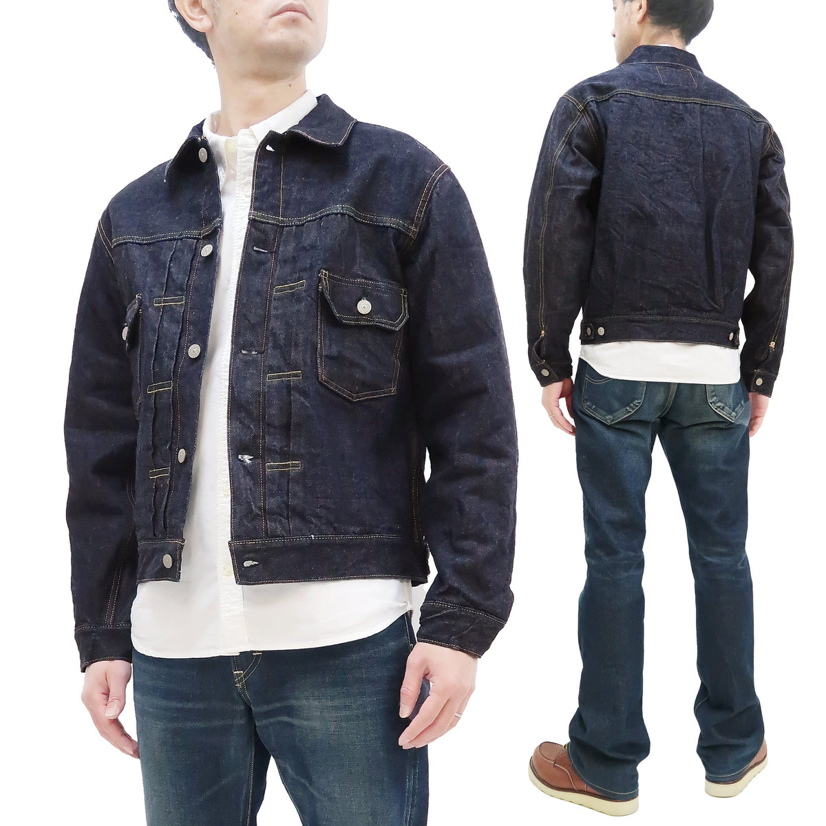 Sugar Cane Blanket Lined Denim Jacket Men's Reissue 1953 Type 2 Trucker Jean Jacket SC15210 421 One Wash Deep Indigo