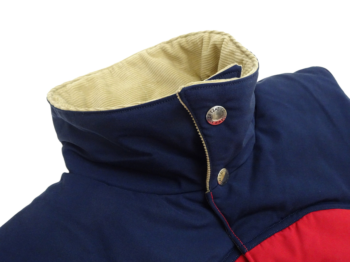 Sugar Cane Puffer Vest Men's Outer Vest Contrast Yoke Panel Padded Vest SC15400 165 Red/Navy-Blue/Beige
