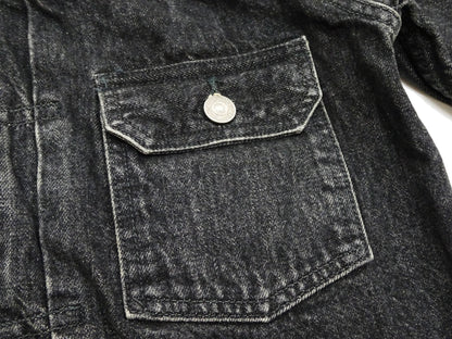 Sugar Cane Faded Black Denim Jacket SC15650H Men's 1953 Type 2 Style Jean Jacket SC15650H 419H Hard Wash