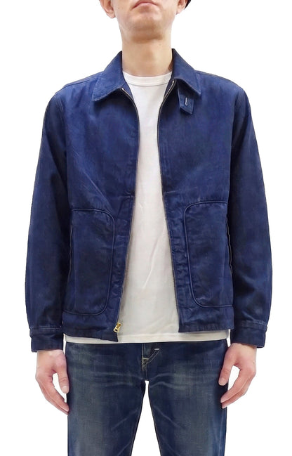Sugar Cane Men's Denim Sports Jacket, 1950s American Style Unlined Lightweight Cotton Denim Jacket, Made in Japan (SC15913 128 Navy)
