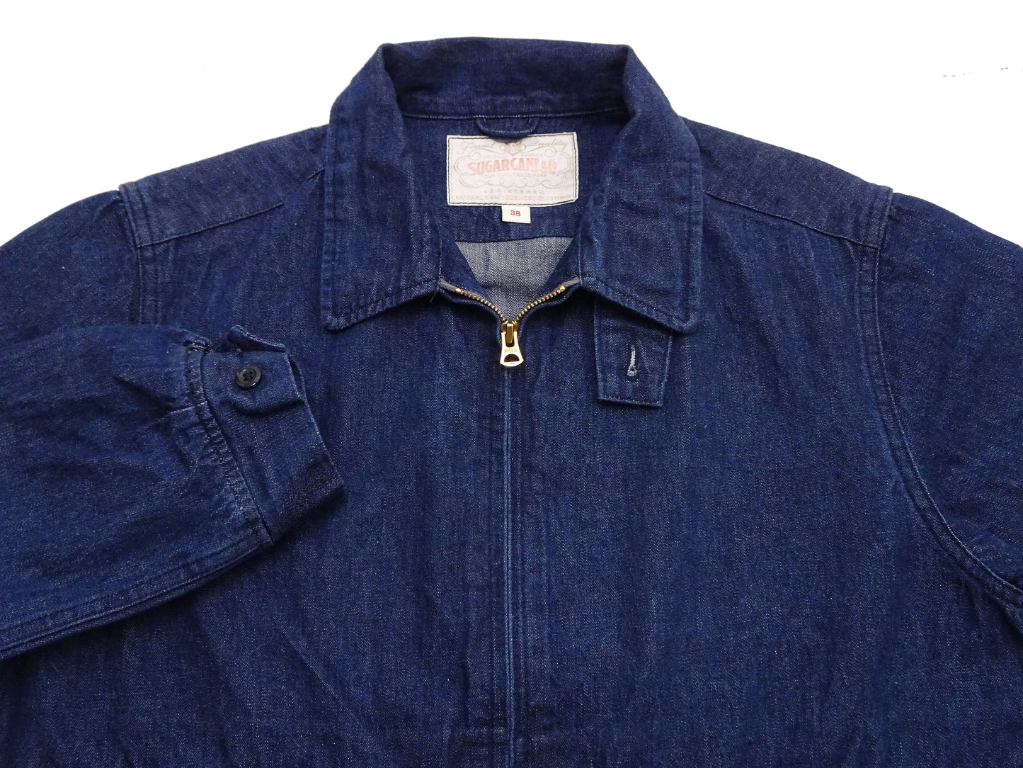 Sugar Cane Men's Denim Sports Jacket, 1950s American Style Unlined Lightweight Cotton Denim Jacket, Made in Japan (SC15913 128 Navy)