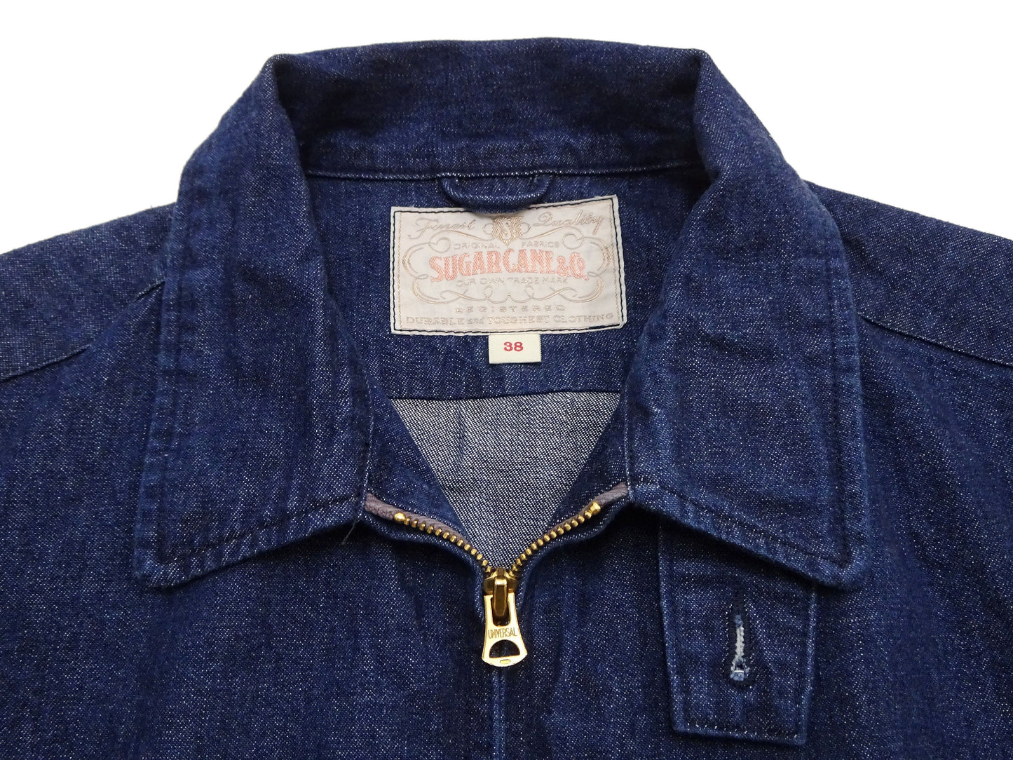 Sugar Cane Men's Denim Sports Jacket, 1950s American Style Unlined Lightweight Cotton Denim Jacket, Made in Japan (SC15913 128 Navy)