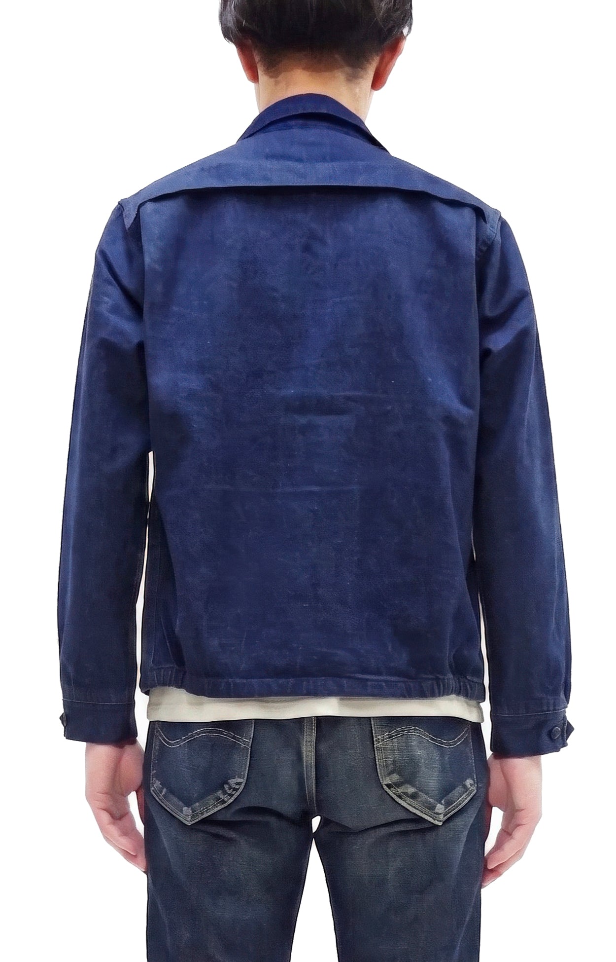 Sugar Cane Men's Denim Sports Jacket, 1950s American Style Unlined Lightweight Cotton Denim Jacket, Made in Japan (SC15913 128 Navy)