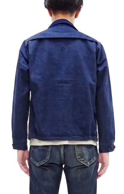 Sugar Cane Men's Denim Sports Jacket, 1950s American Style Unlined Lightweight Cotton Denim Jacket, Made in Japan (SC15913 128 Navy)