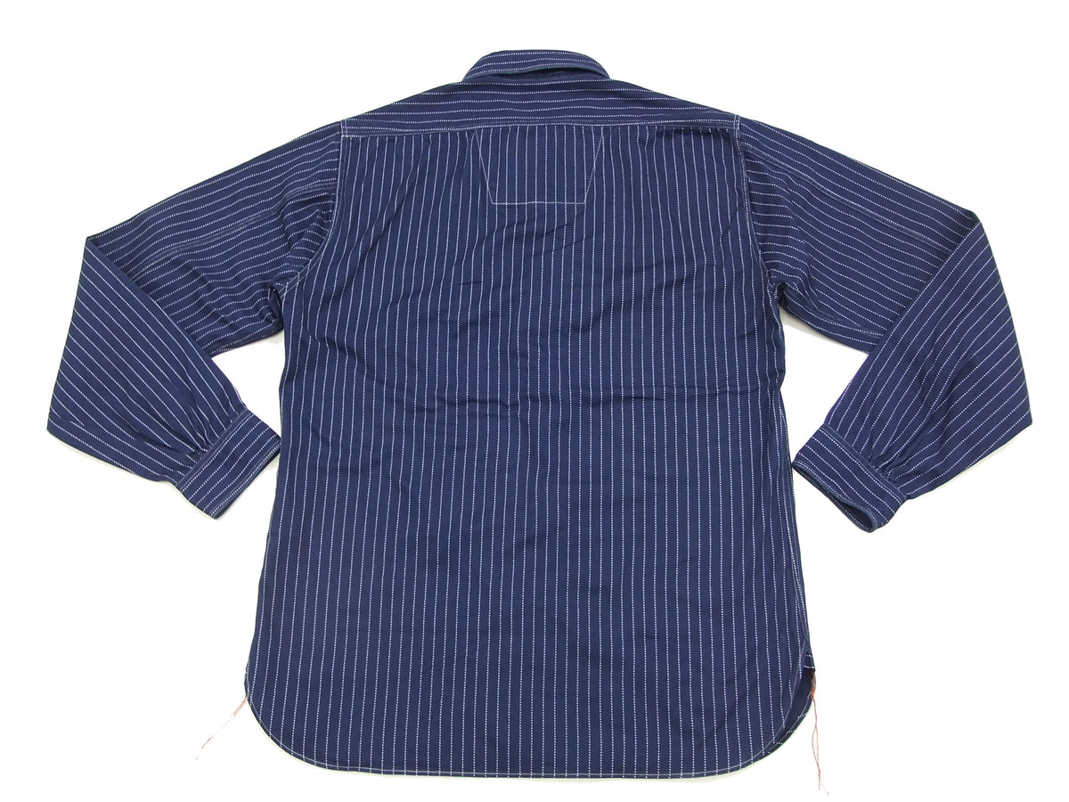 Sugar Cane Men's Indigo Wabash Stripe Work Shirt Long Sleeve Button Up Shirt SC25551A