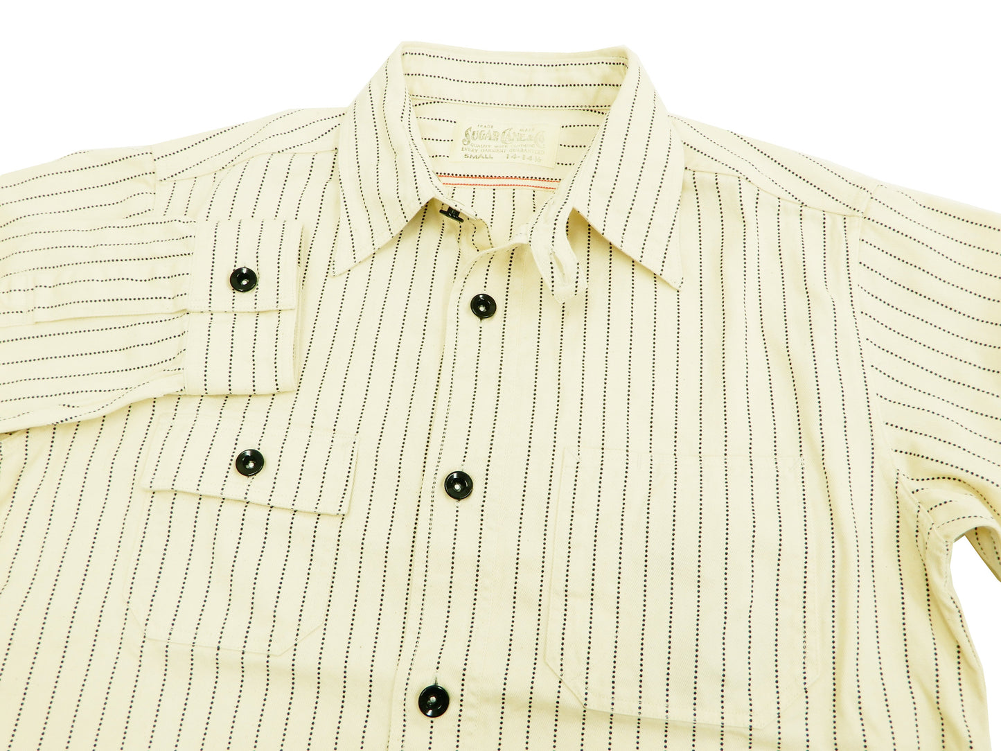 Sugar Cane Men's Ecru Colour Wabash Stripe Work Shirt Long Sleeve Shirt SC27076