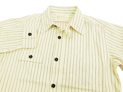 Sugar Cane Men's Ecru Colour Wabash Stripe Work Shirt Long Sleeve Shirt SC27076