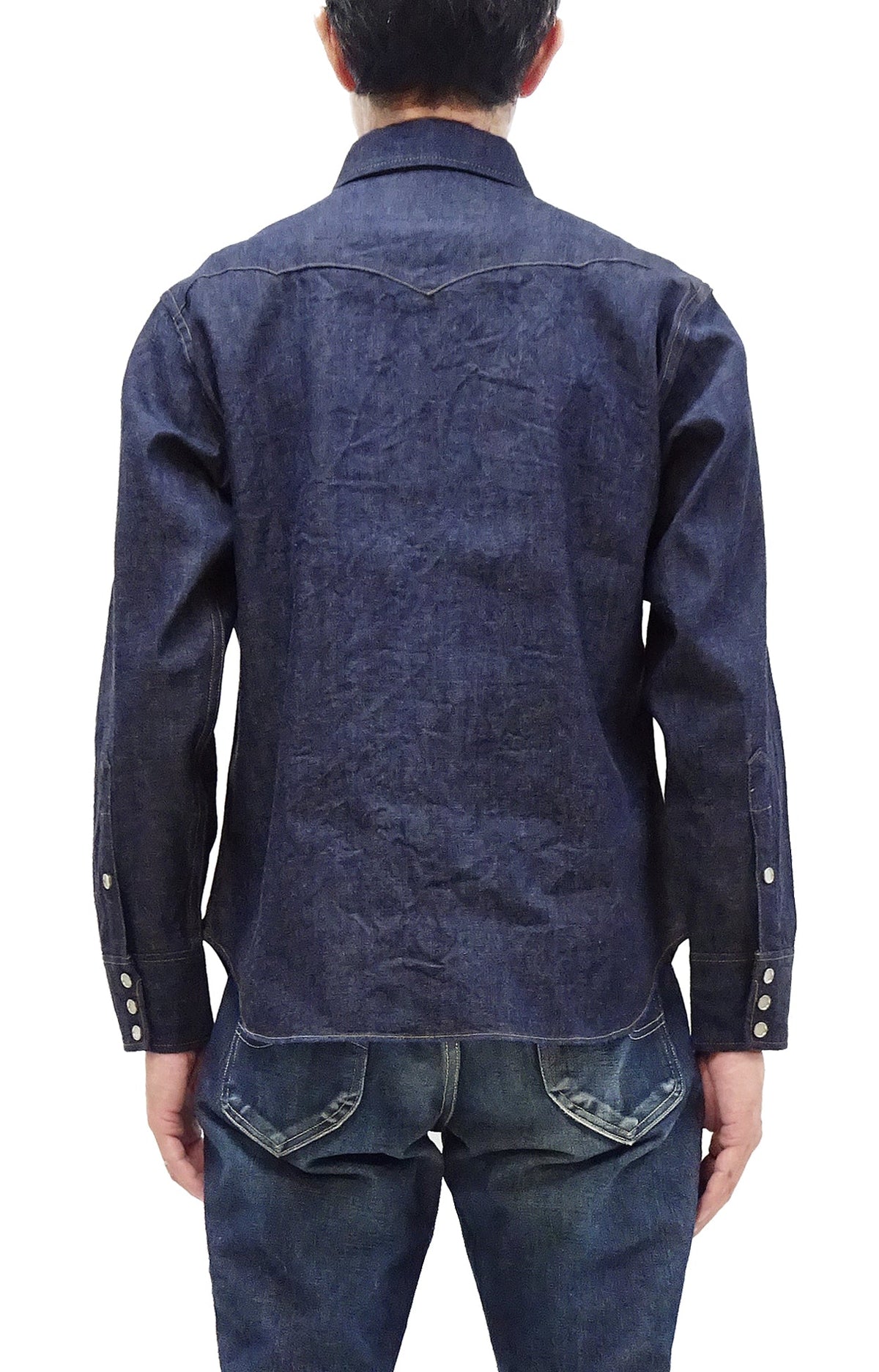 Sugar Cane Denim Shirt Men's Casual Long Sleeve Button Up Plain Jean Western Shirt SC28190 421 Blue Indigo One Wash