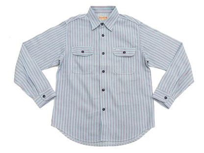 Sugar Cane Dobby Stripe Shirt Men's Mediumweight Long Sleeve Button Up Work Shirt SC29146 125 Blue