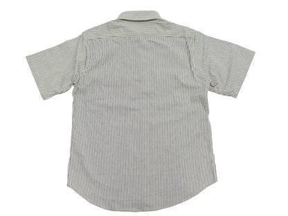 Sugar Cane Hickory Stripe Work Shirt - Men's Casual Short Sleeve Button Up Shirt SC37944 105 Off-White