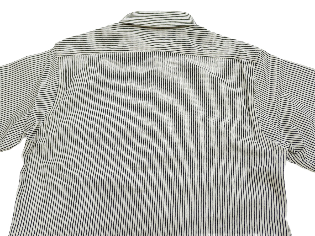 Sugar Cane Hickory Stripe Work Shirt - Men's Casual Short Sleeve Button Up Shirt SC37944 105 Off-White