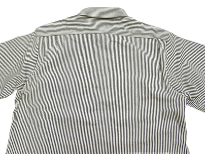 Sugar Cane Hickory Stripe Work Shirt - Men's Casual Short Sleeve Button Up Shirt SC37944 105 Off-White