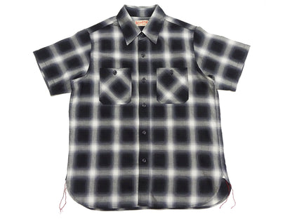 Sugar Cane Ombre Plaid Work Shirt Men's Casual Vintage-Style Short Sleeve Check Button Up Shirt SC39519 119 Black