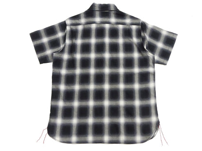 Sugar Cane Ombre Plaid Work Shirt Men's Casual Vintage-Style Short Sleeve Check Button Up Shirt SC39519 119 Black