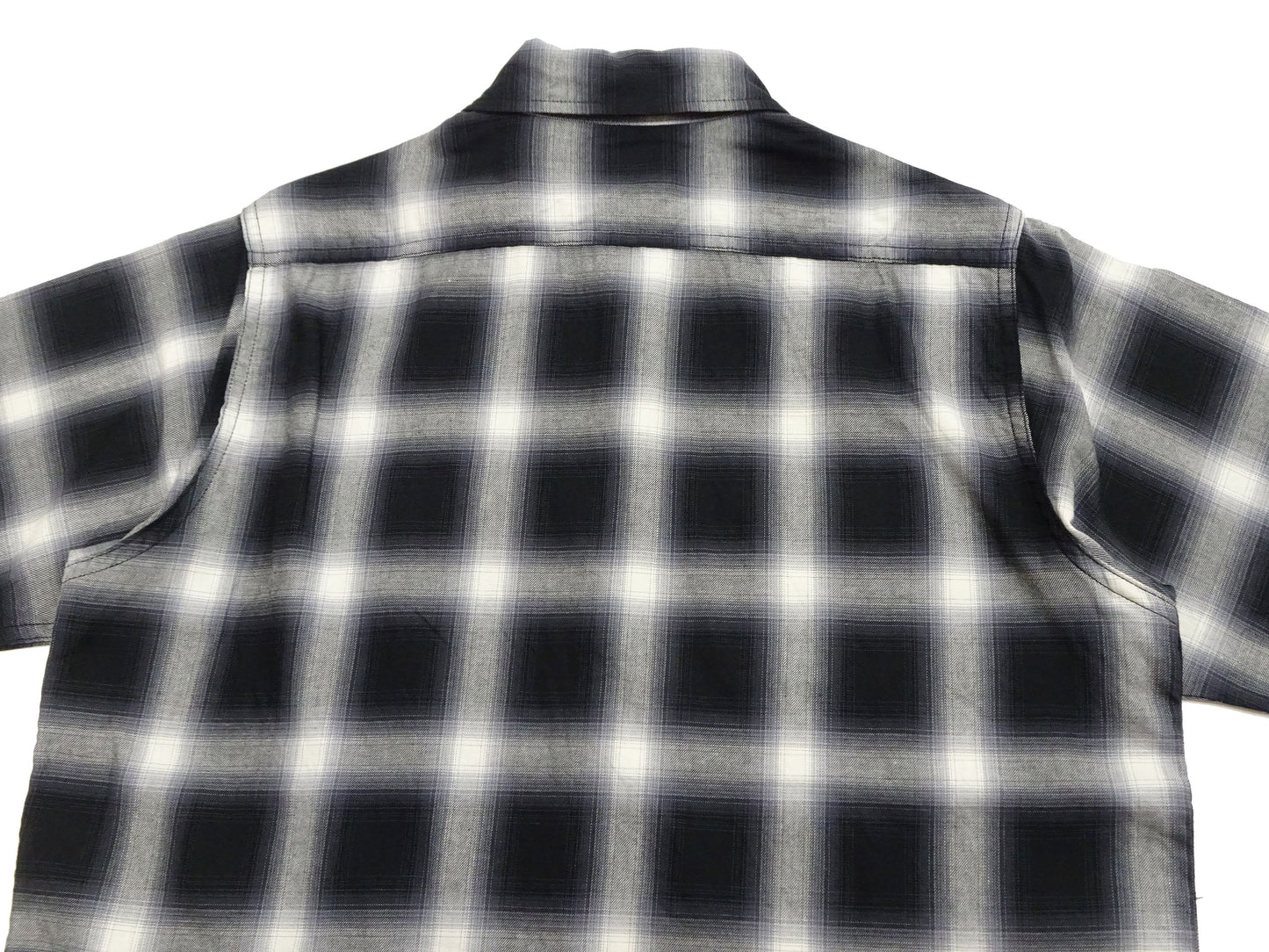 Sugar Cane Ombre Plaid Work Shirt Men's Casual Vintage-Style Short Sleeve Check Button Up Shirt SC39519 119 Black