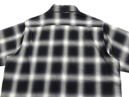 Sugar Cane Ombre Plaid Work Shirt Men's Casual Vintage-Style Short Sleeve Check Button Up Shirt SC39519 119 Black