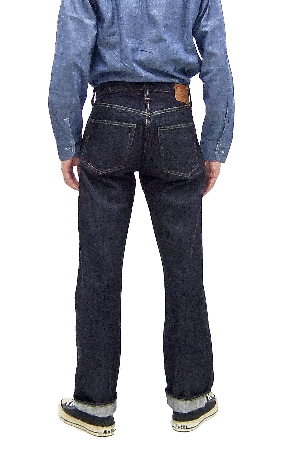 Sugar Cane Jeans SC41947 Men's Classic Straight Fit One-Washed 14.25 oz. Deep Indigo Denim Pants 1947 Model