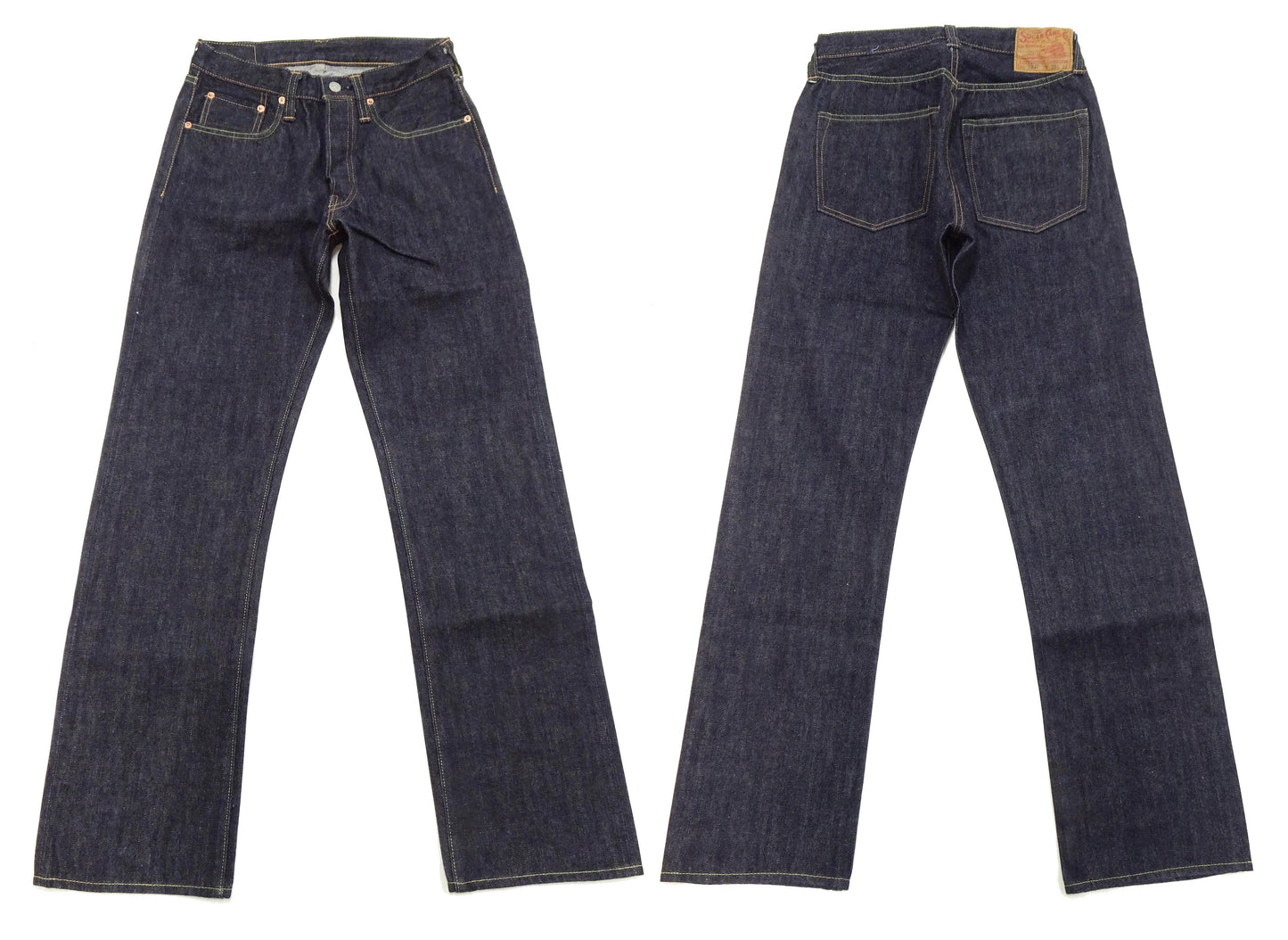 Sugar Cane Jeans SC41947 Men's Classic Straight Fit One-Washed 14.25 oz. Deep Indigo Denim Pants 1947 Model
