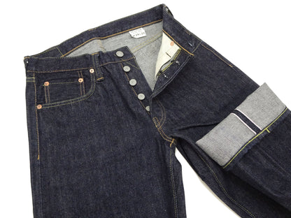 Sugar Cane Jeans SC41947 Men's Classic Straight Fit One-Washed 14.25 oz. Deep Indigo Denim Pants 1947 Model