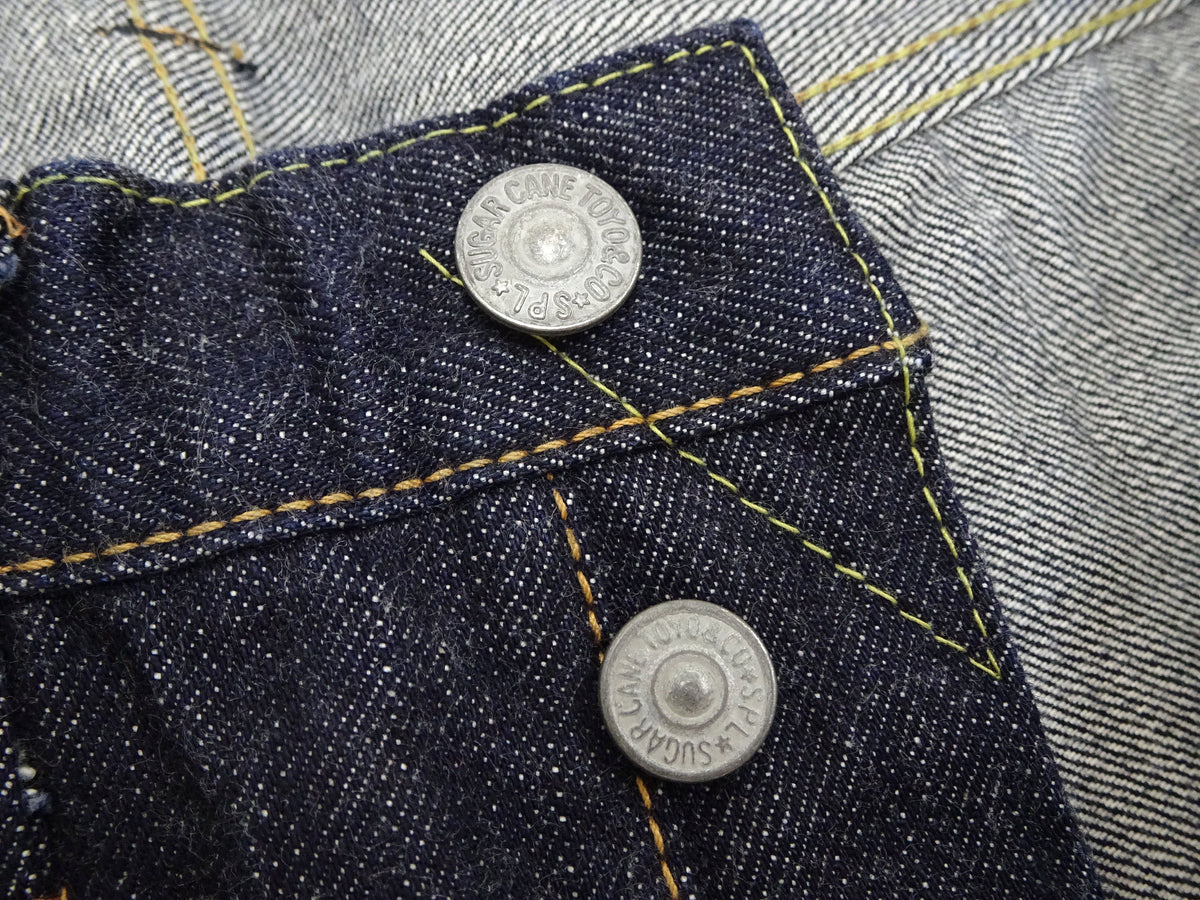 Sugar Cane Jeans SC41947 Men's Classic Straight Fit One-Washed 14.25 oz. Deep Indigo Denim Pants 1947 Model
