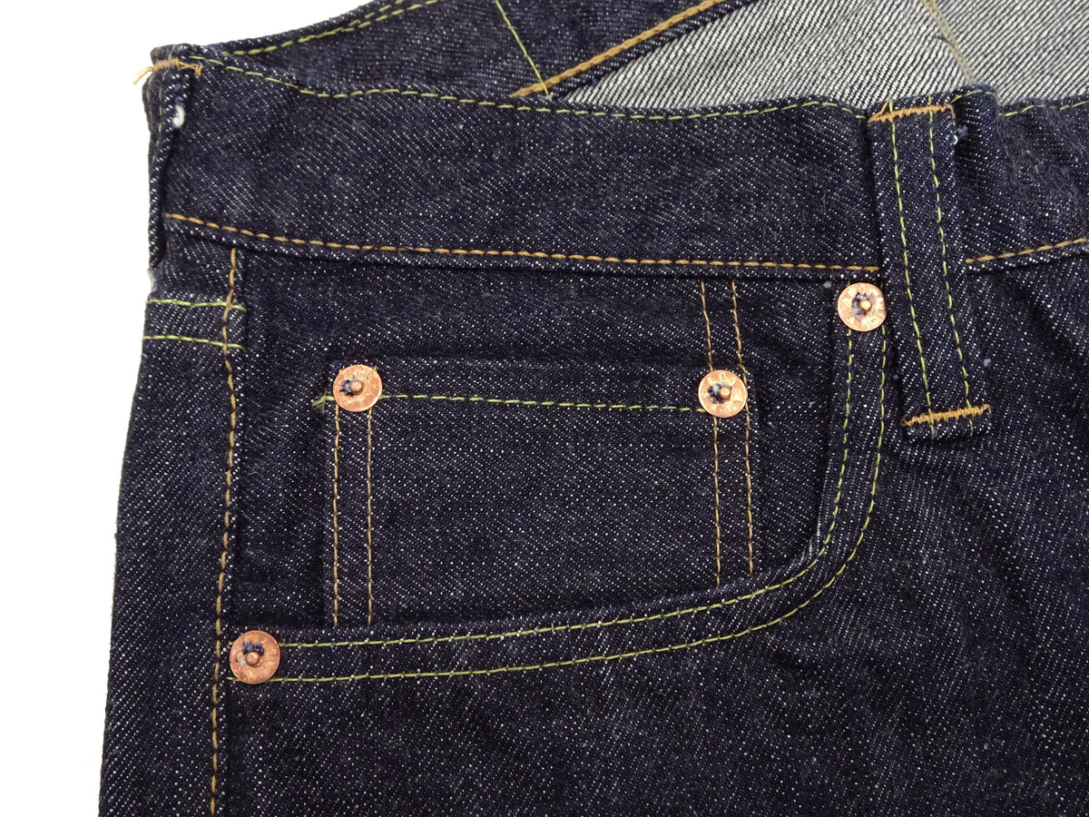 Sugar Cane Jeans SC41947 Men's Classic Straight Fit One-Washed 14.25 oz. Deep Indigo Denim Pants 1947 Model