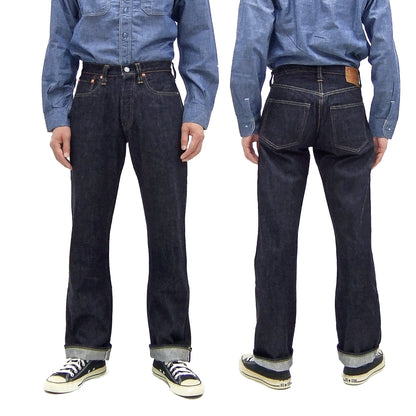 Sugar Cane Jeans SC41947 Men's Classic Straight Fit One-Washed 14.25 oz. Deep Indigo Denim Pants 1947 Model