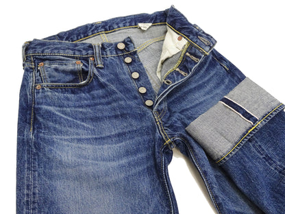 Sugar Cane Jeans SC41947SW Men's Regular Straight Fit Pre-Aged Jeans 14.25 oz. Indigo Faded Denim Pants 1947 Model (Length 32)