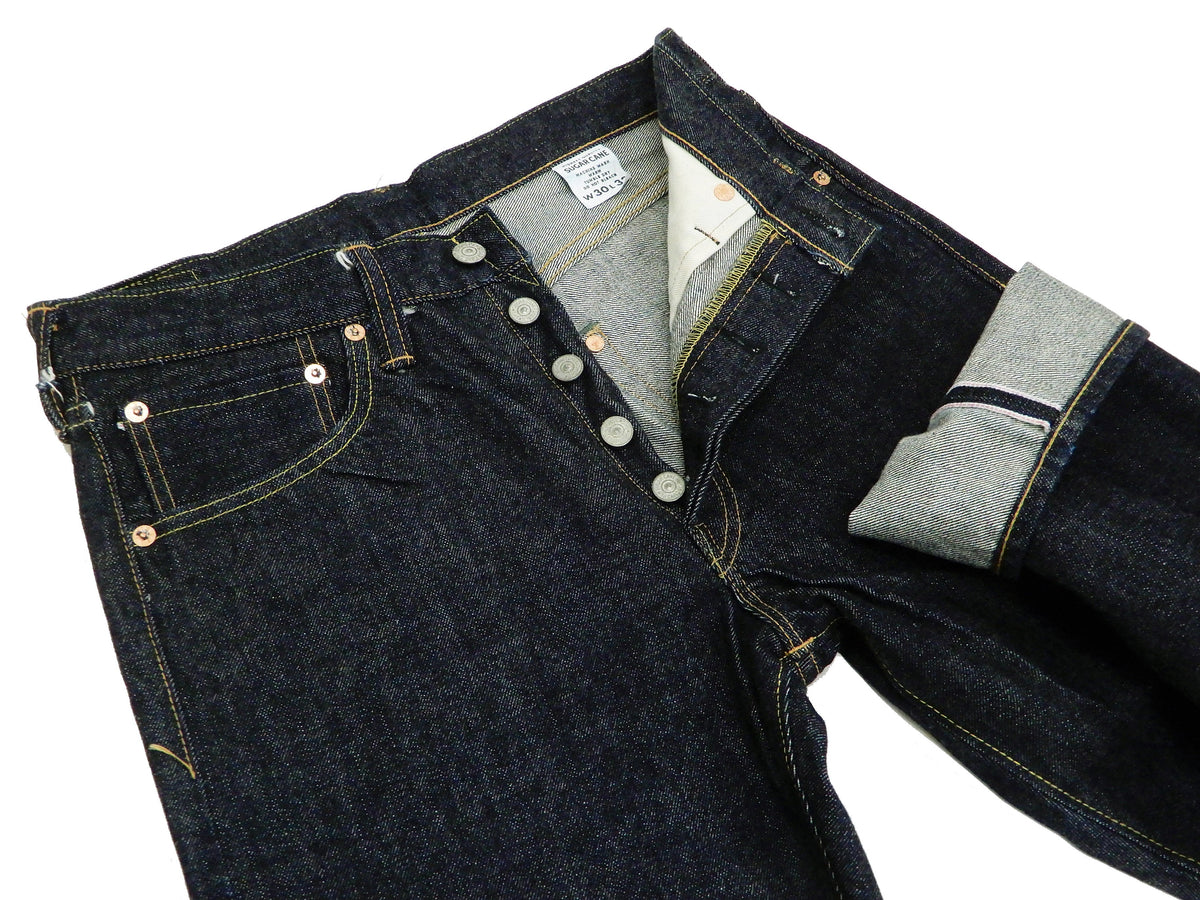Sugar Cane Jeans Men's Slim Tapered Fit One-Washed 14.25 Oz. Japanese Selvedge Denim SC42021A